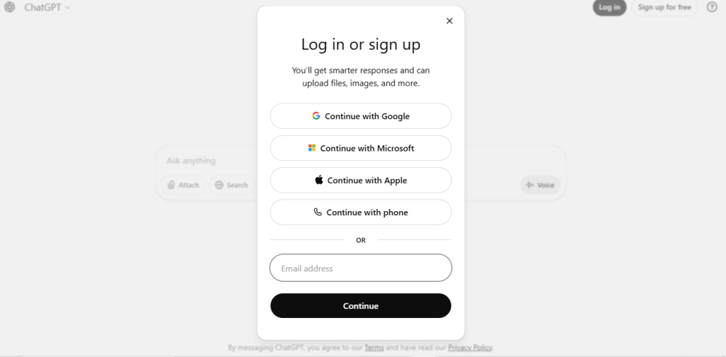 OpenAI te propose plusieurs méthodes d’inscription