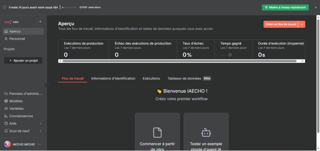n8n tutoriel débutant : découvre l’interface de n8n et apprends à créer ton premier workflow automatisé pour envoyer un message sur Slack ou par email