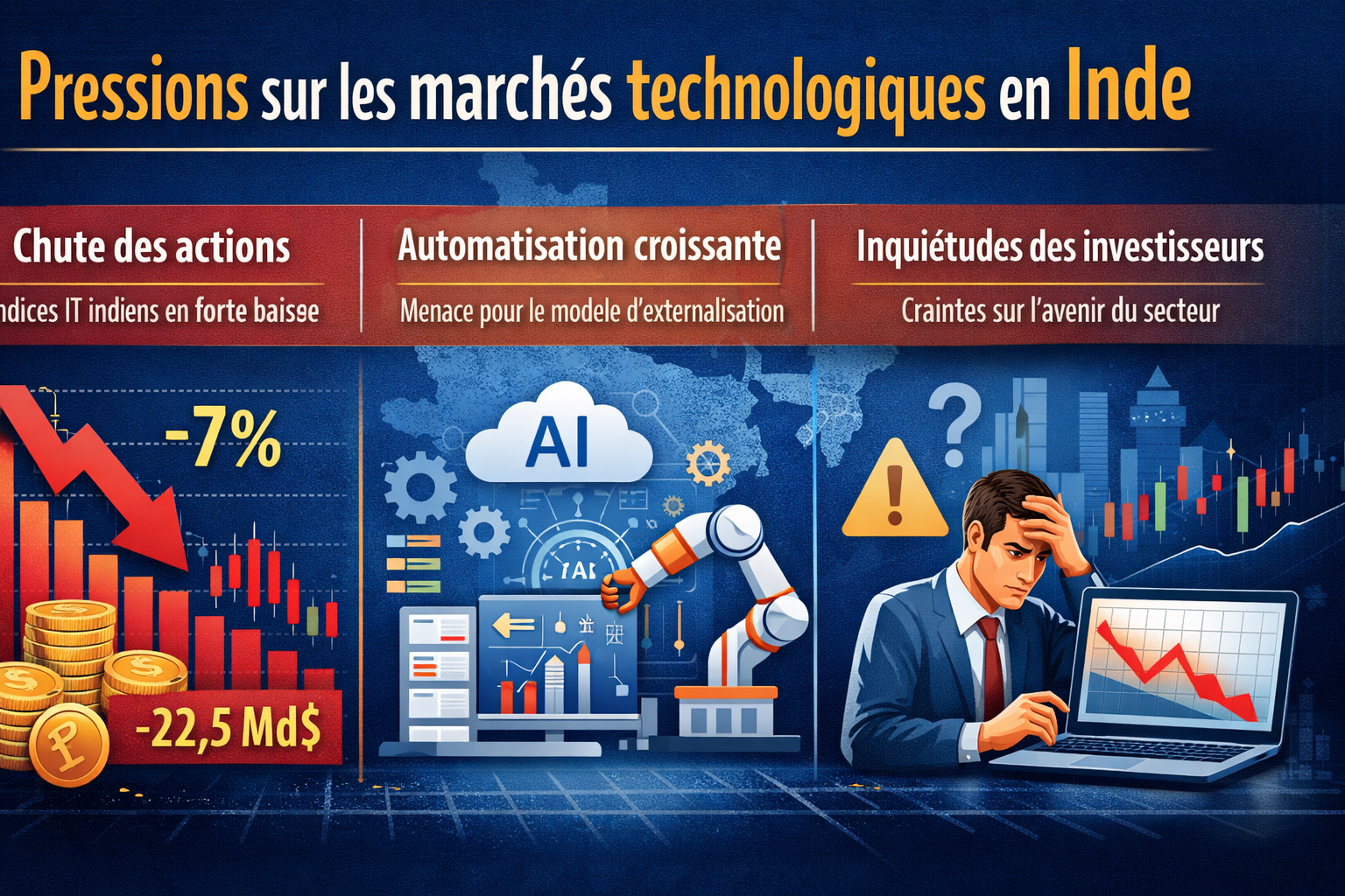 Pressions sur les marchés technologiques Inde IA : l’impact de l’intelligence artificielle sur les actions IT